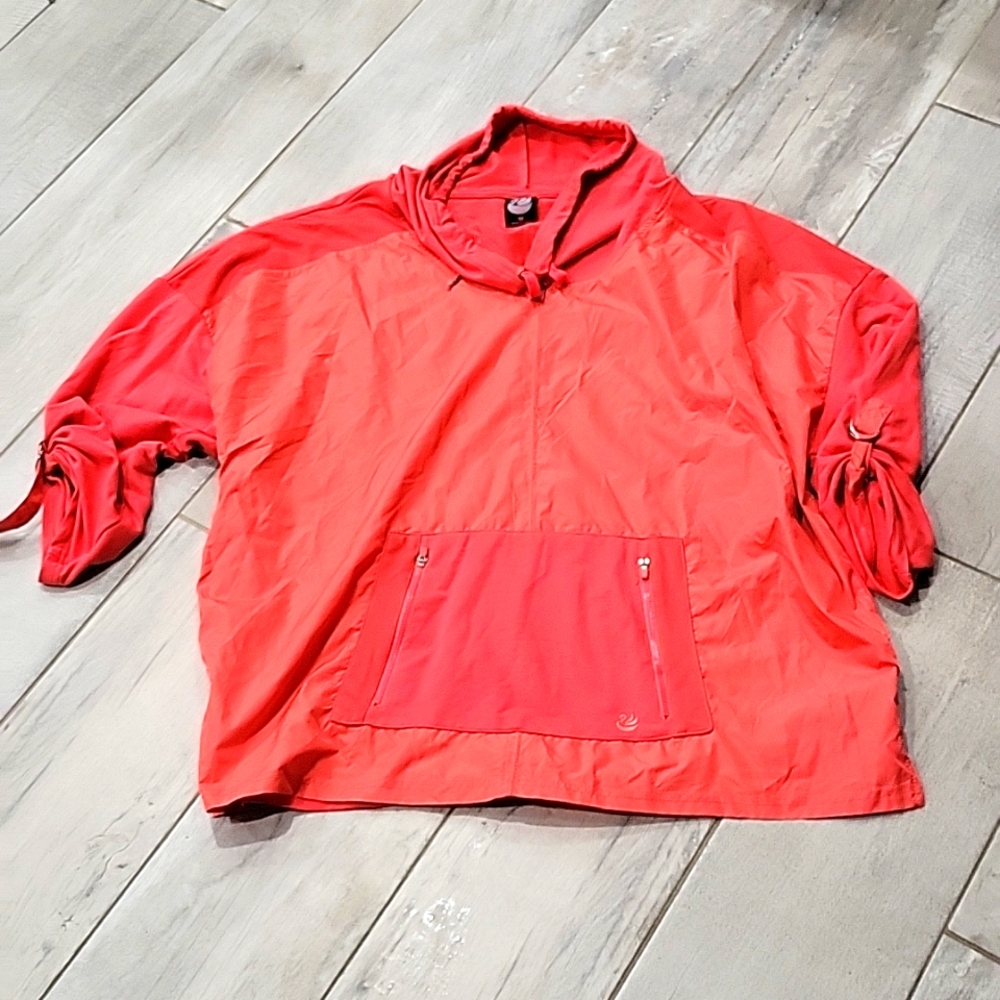 GVS watermelon pink Windbreaker with middle pocket Zippers on both sides size 1X
